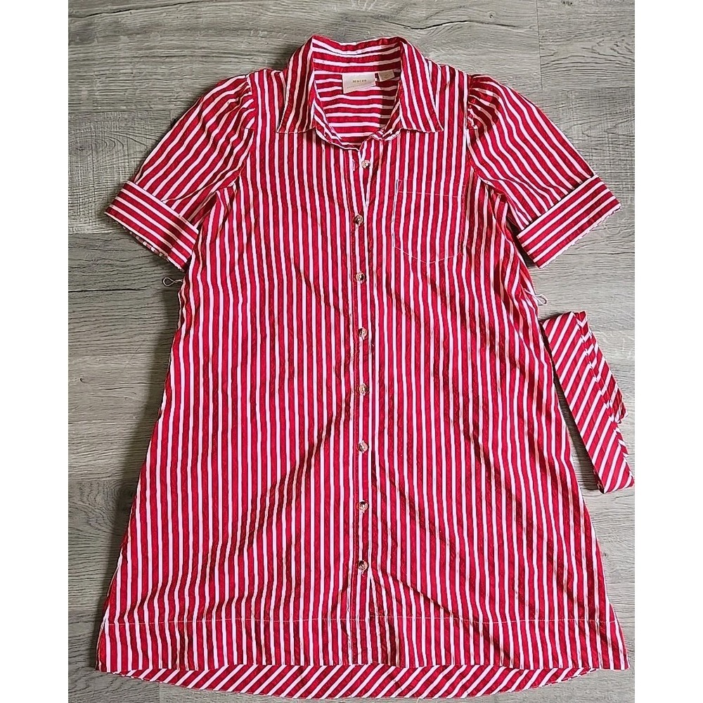 Maeve Kiana Red Striped Shirt Dress Size Small Petite w/pockets & Belt